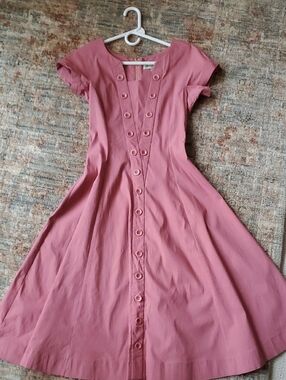 Bettie Page Rose-Pink Dress L Retro Pin Up